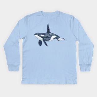 Orca Zentangle Kids Long Sleeve T-Shirt